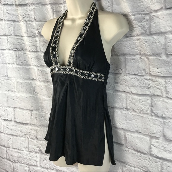 NWOT Silk Babydoll Victoria’s Secret Halter Top loads of embellishments luxury - Picture 5 of 8